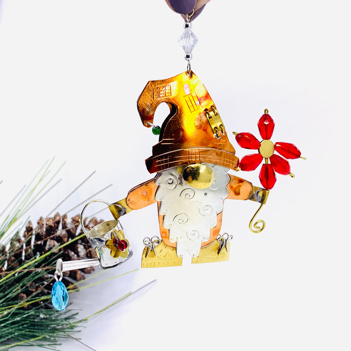 Mixed Metal Ornament, Garden Gnome 20