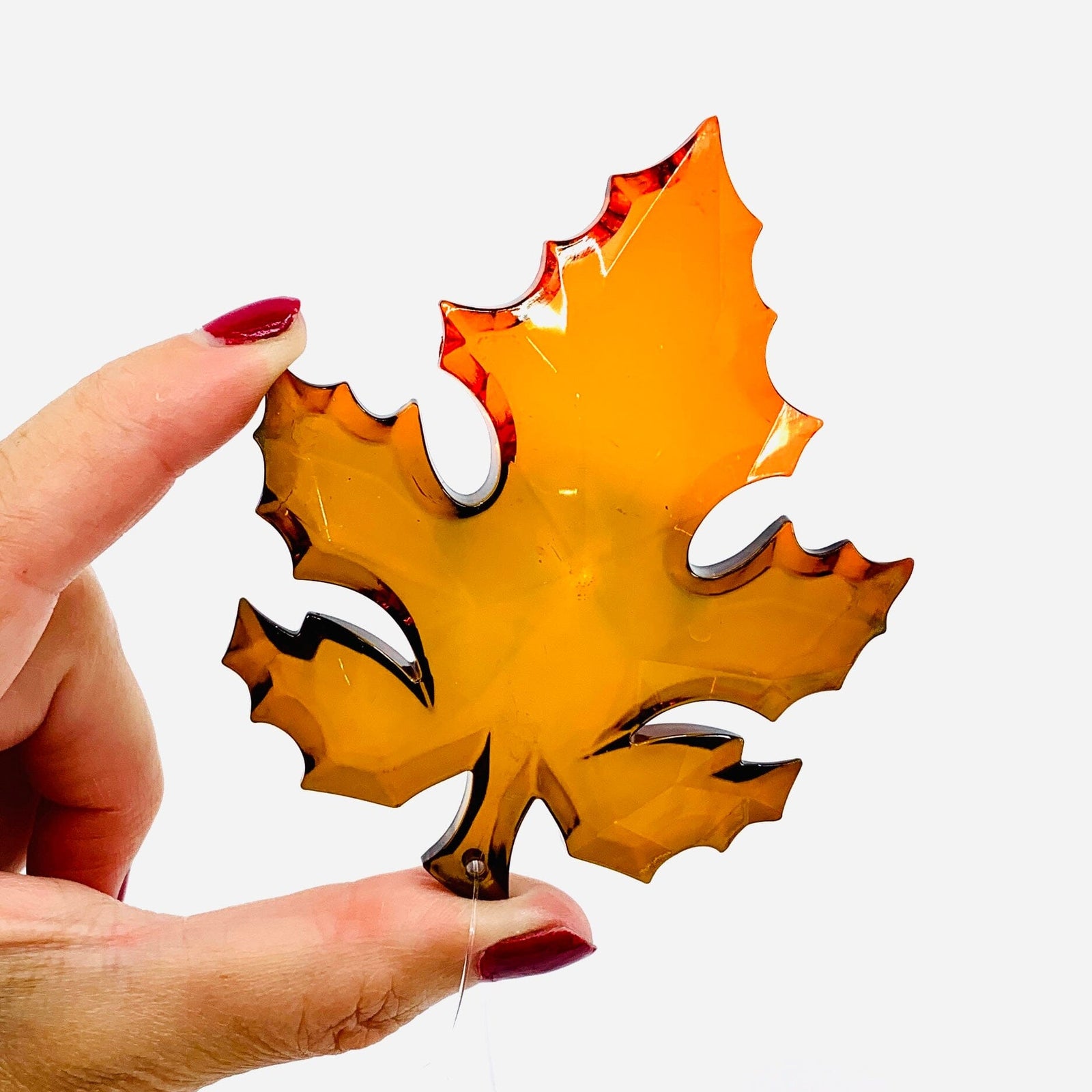 Fall Leaves Crystal Acrylic Ornament, Brown Ornament GANZ 