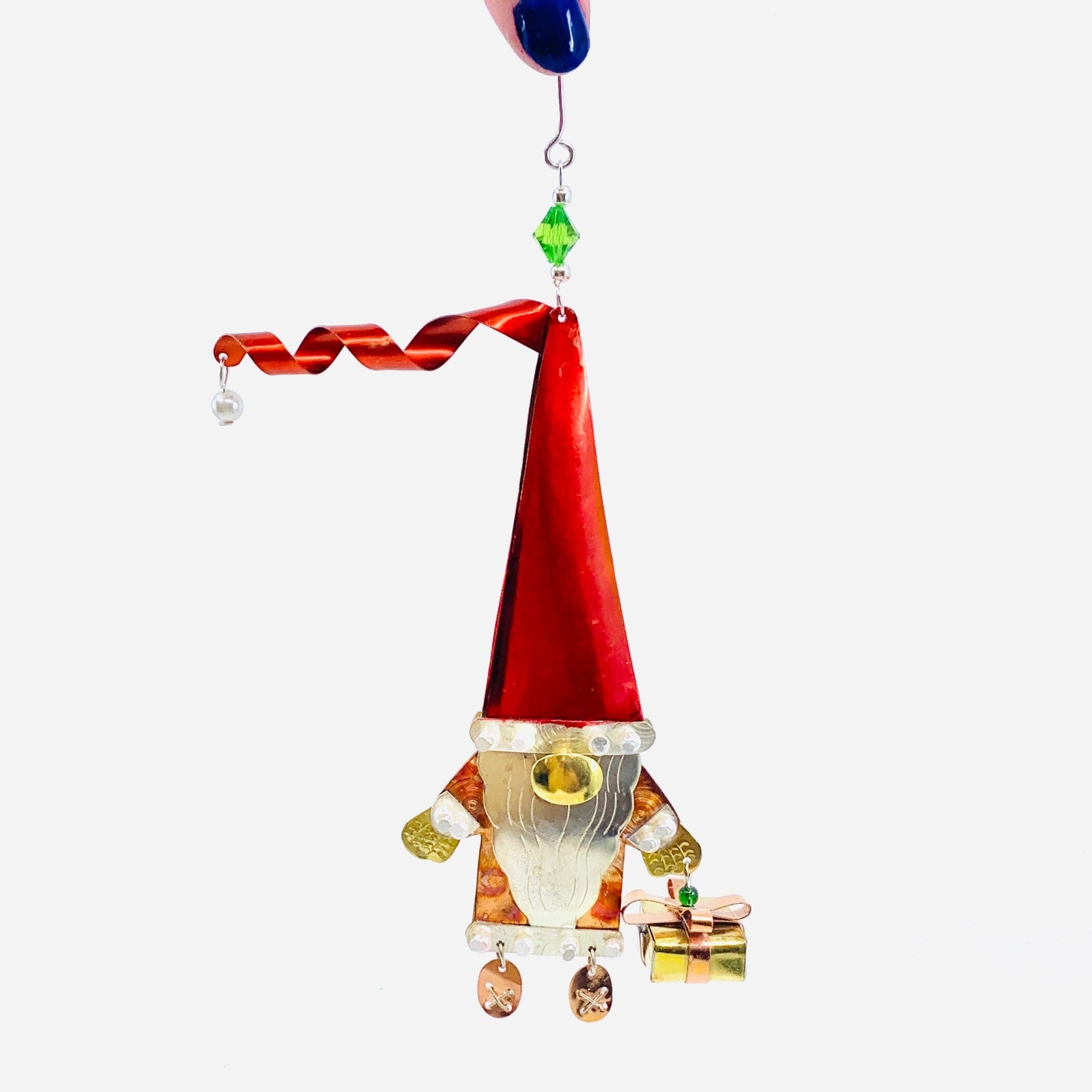 Mixed Metal Ornament Santa Gnome Miniature Pilgrim Imports 