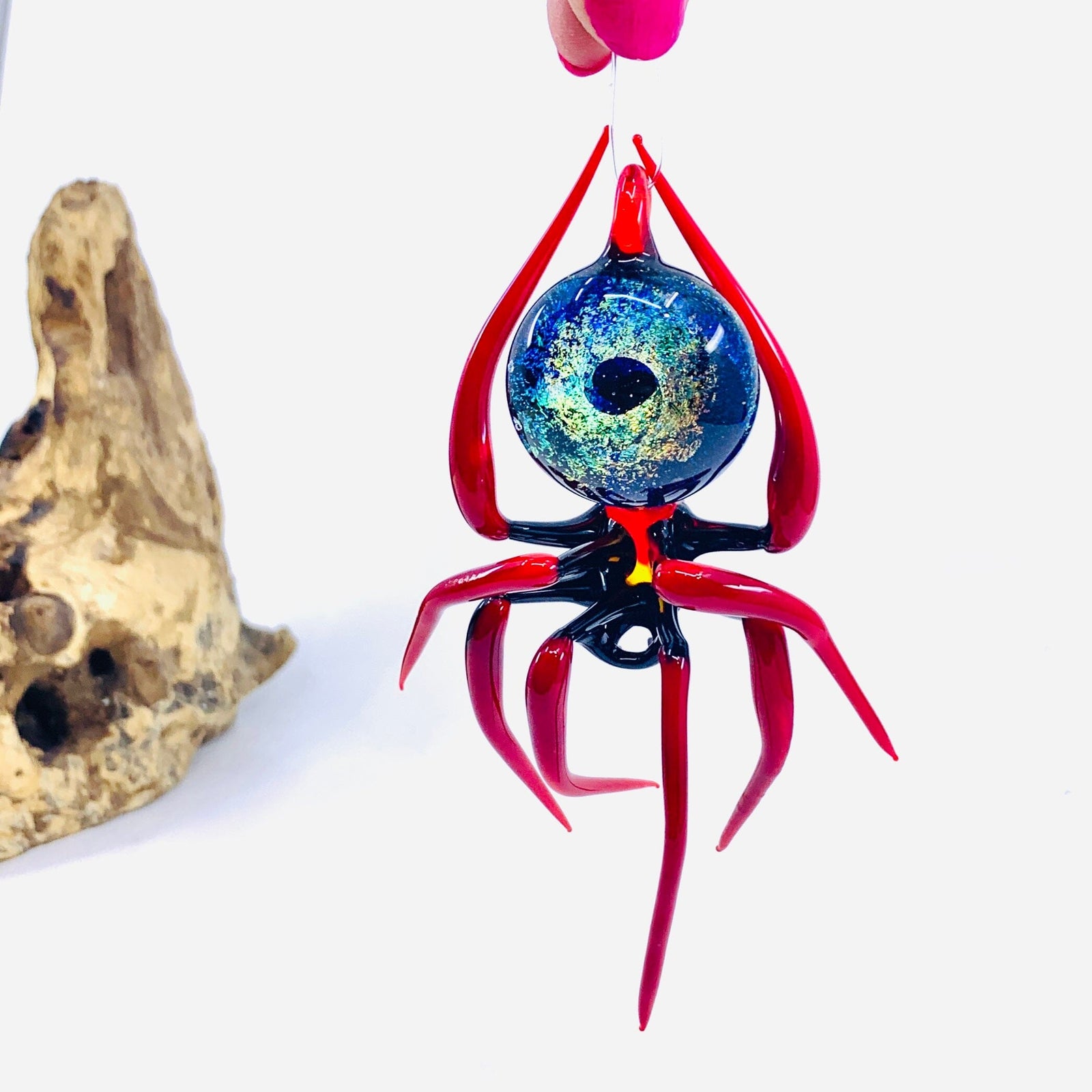 Glass Galaxy Spider Ornament, 30 Ornament WGK Glass Art Inc 