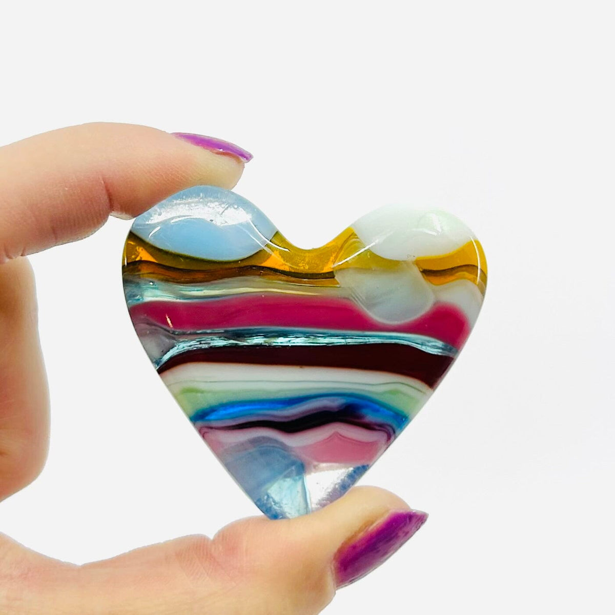 Fused Glass Pocket Heart on Greeting Card Miniature Glimmer Glass Gifts 