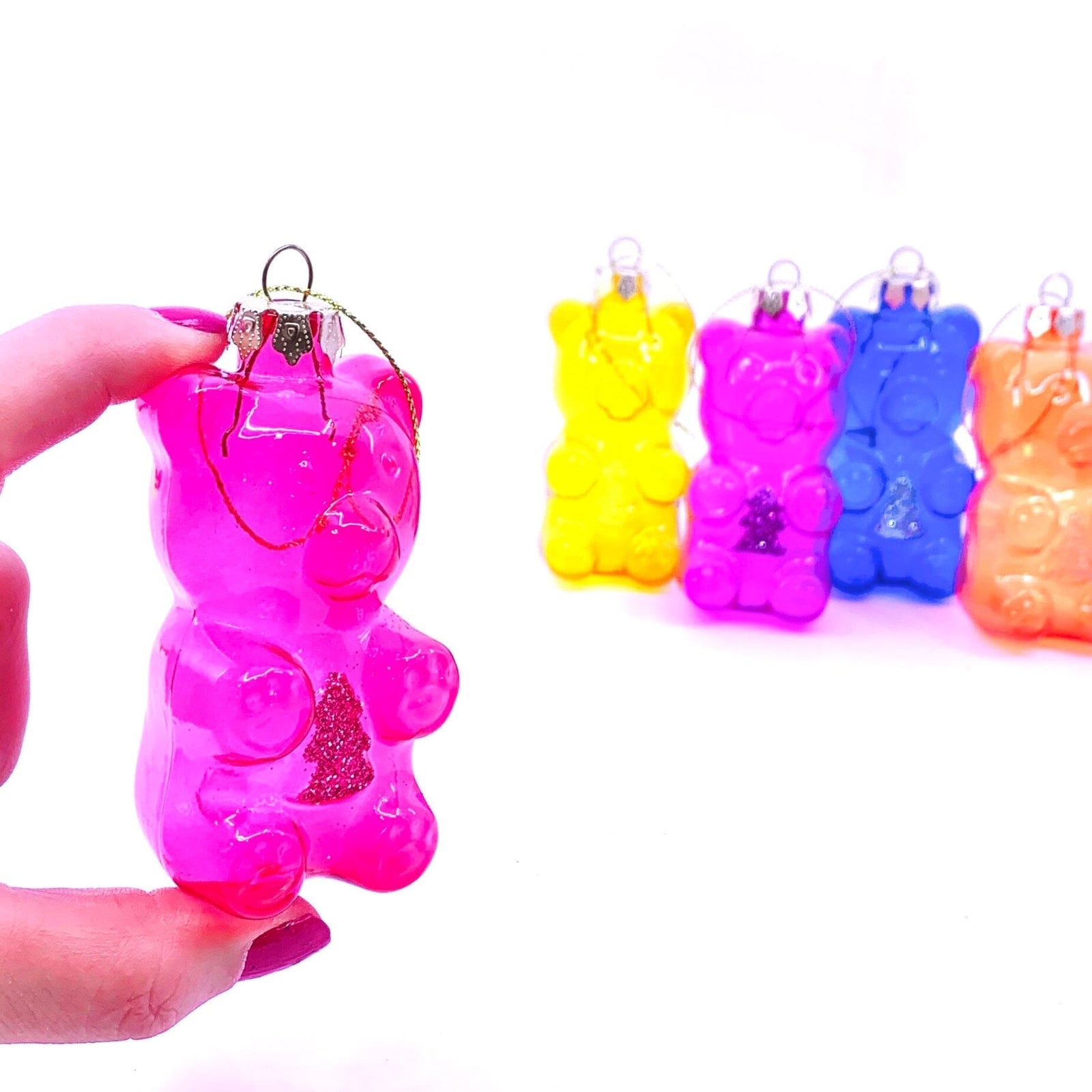 Glass Gummy Bear Ornament 49, Pink Ornament One Hundred 80 Degrees 