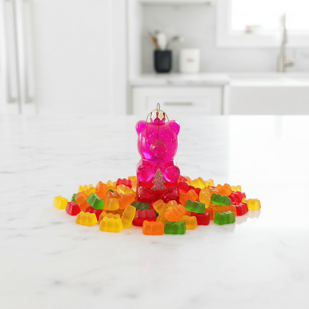Glass Gummy Bear Ornament 49, Pink Ornament One Hundred 80 Degrees 
