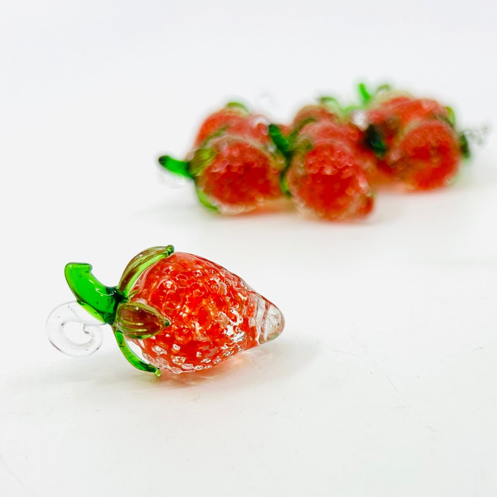 Tiny Glass Frosted Strawberry Ornament 115 Miniature - 