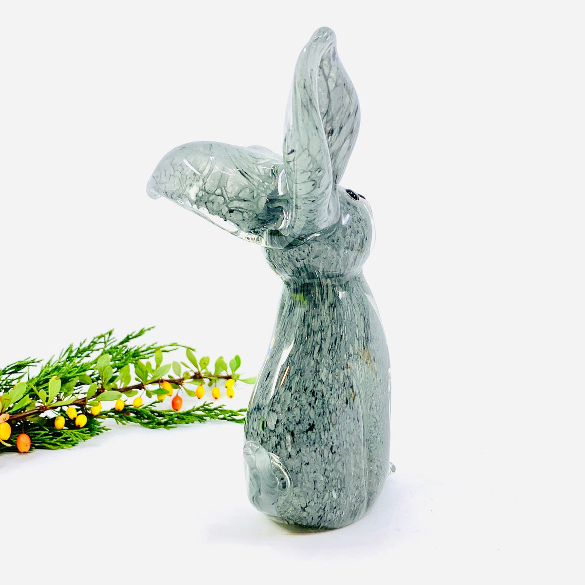 Perky Glass Rabbit, Gray Decor Chesapeake Bay 