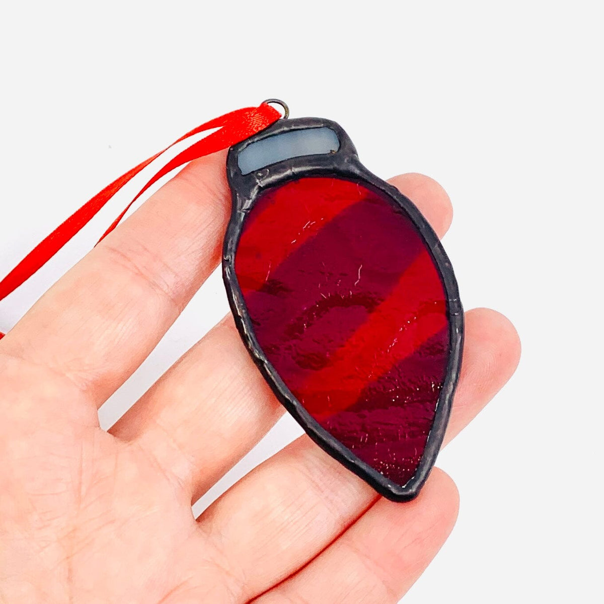 Stained Glass Suncatcher, Vintage Red Bulb Decor Michelle Bachand Dowling 