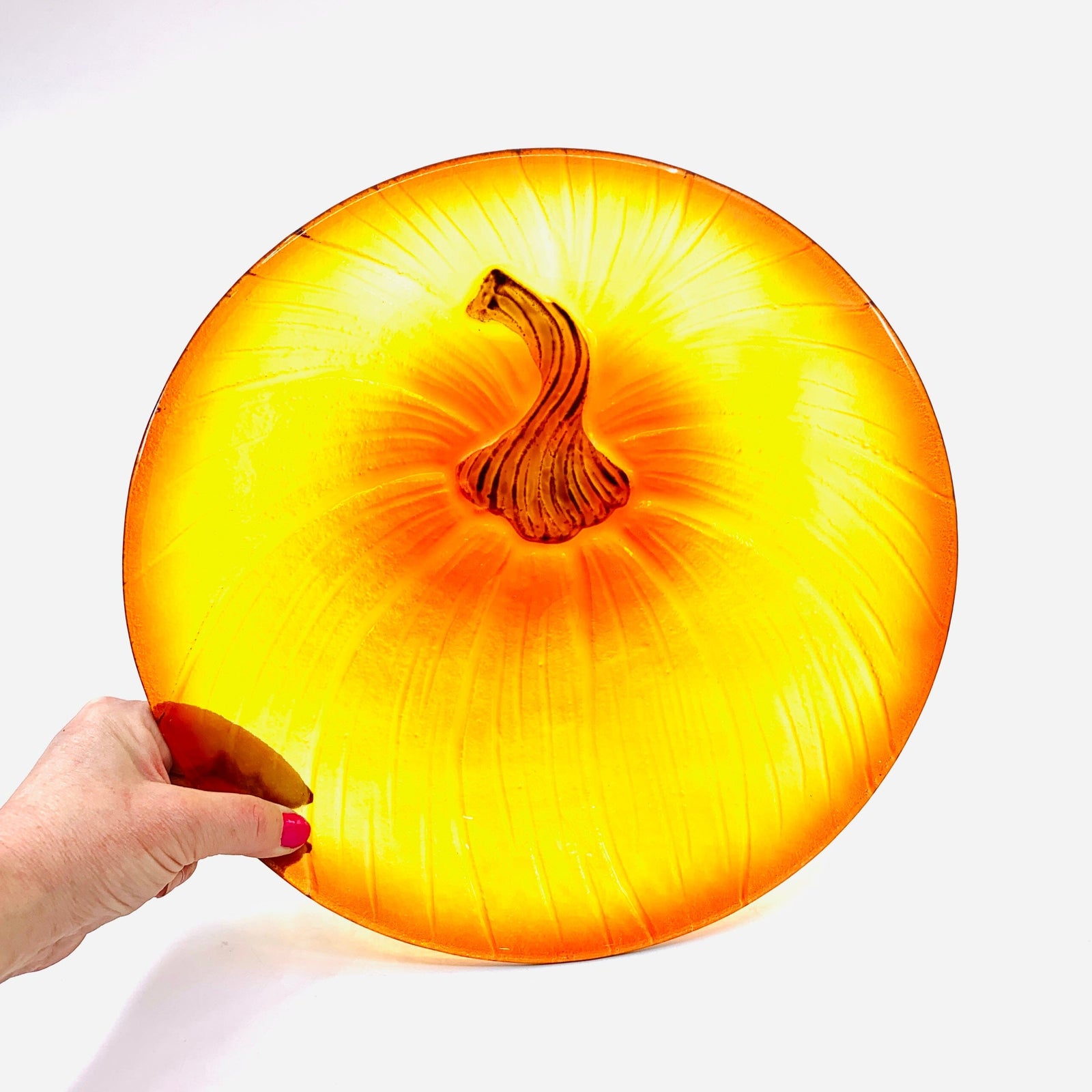 Glass Fusion Plate Large, Pumpkin Plate 52 C&F Enterprises 