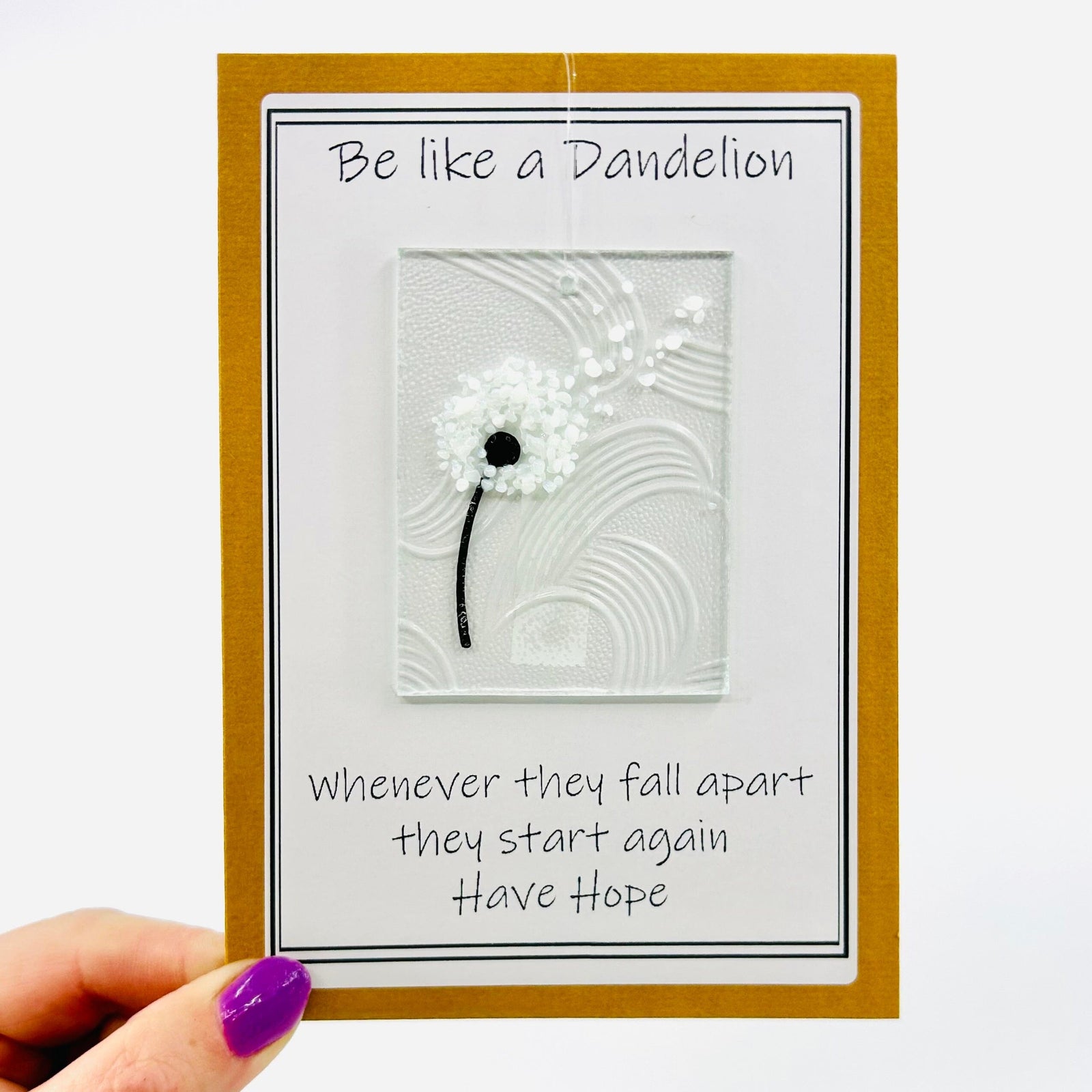 Fused Glass "Be Like a Dandelion” Suncatcher Decor Glimmer Glass Gifts 