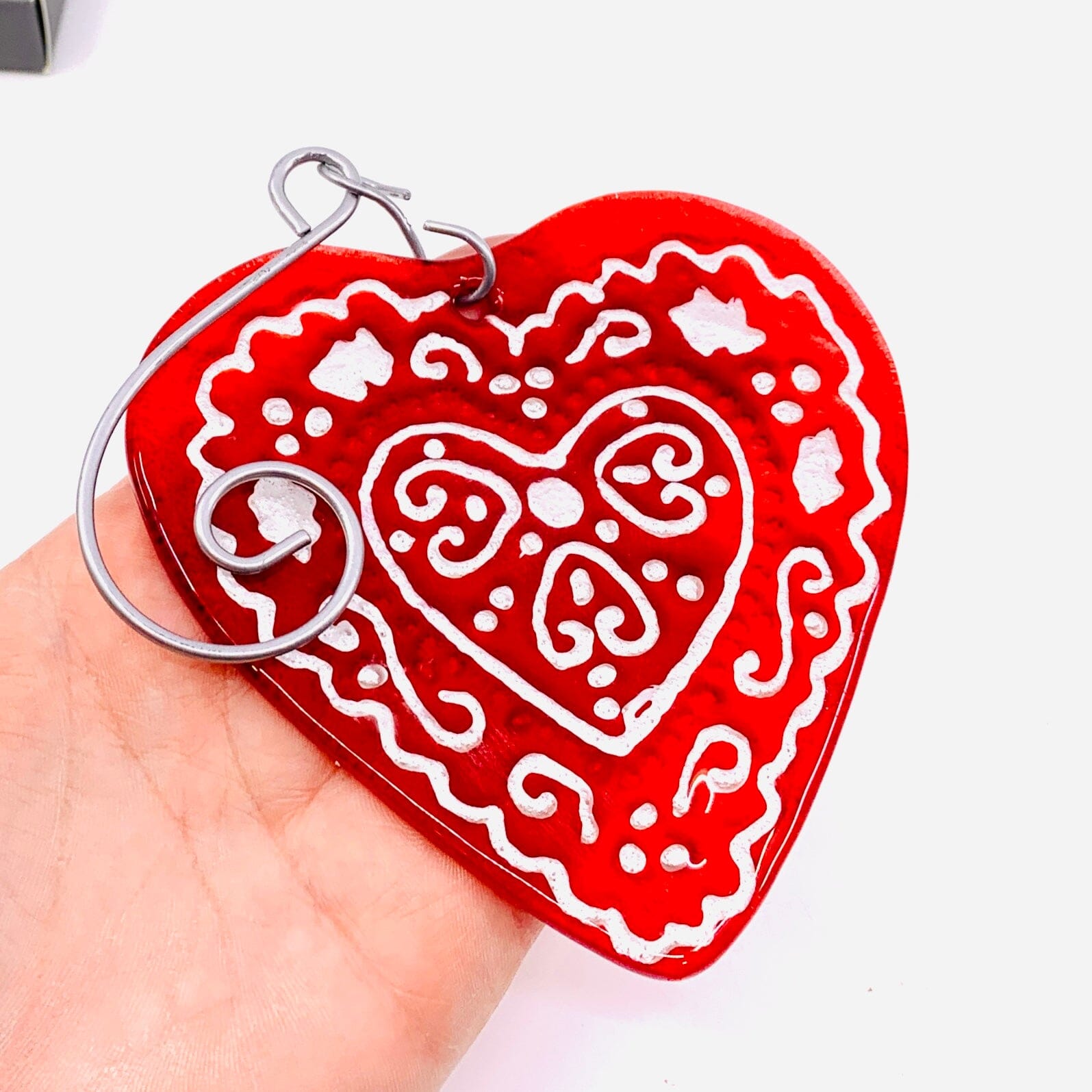 Glass Fusion Ornament 6, Decorative Heart Demdaco 