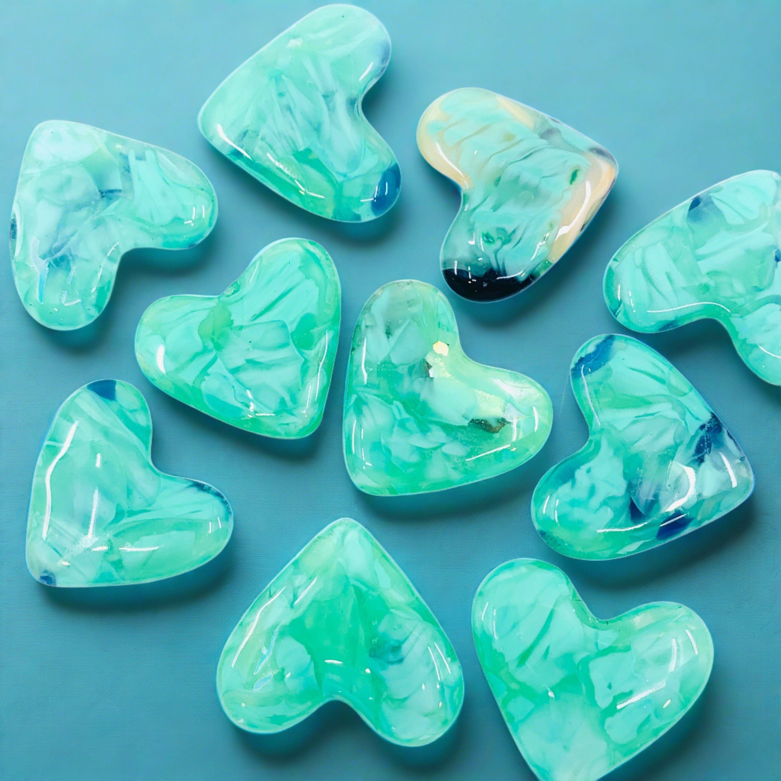 Fused Pocket Heart, Tiffany Mint - Luke Adams Glass Blowing Studio