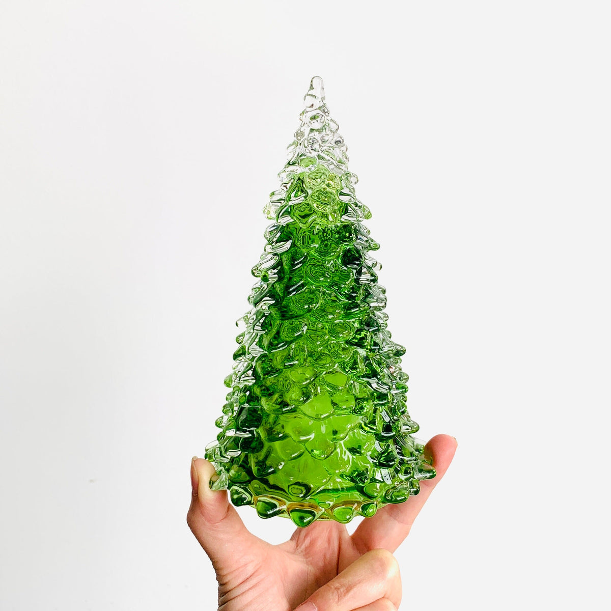 Green Blown Glass Tree Diamond Star Small 