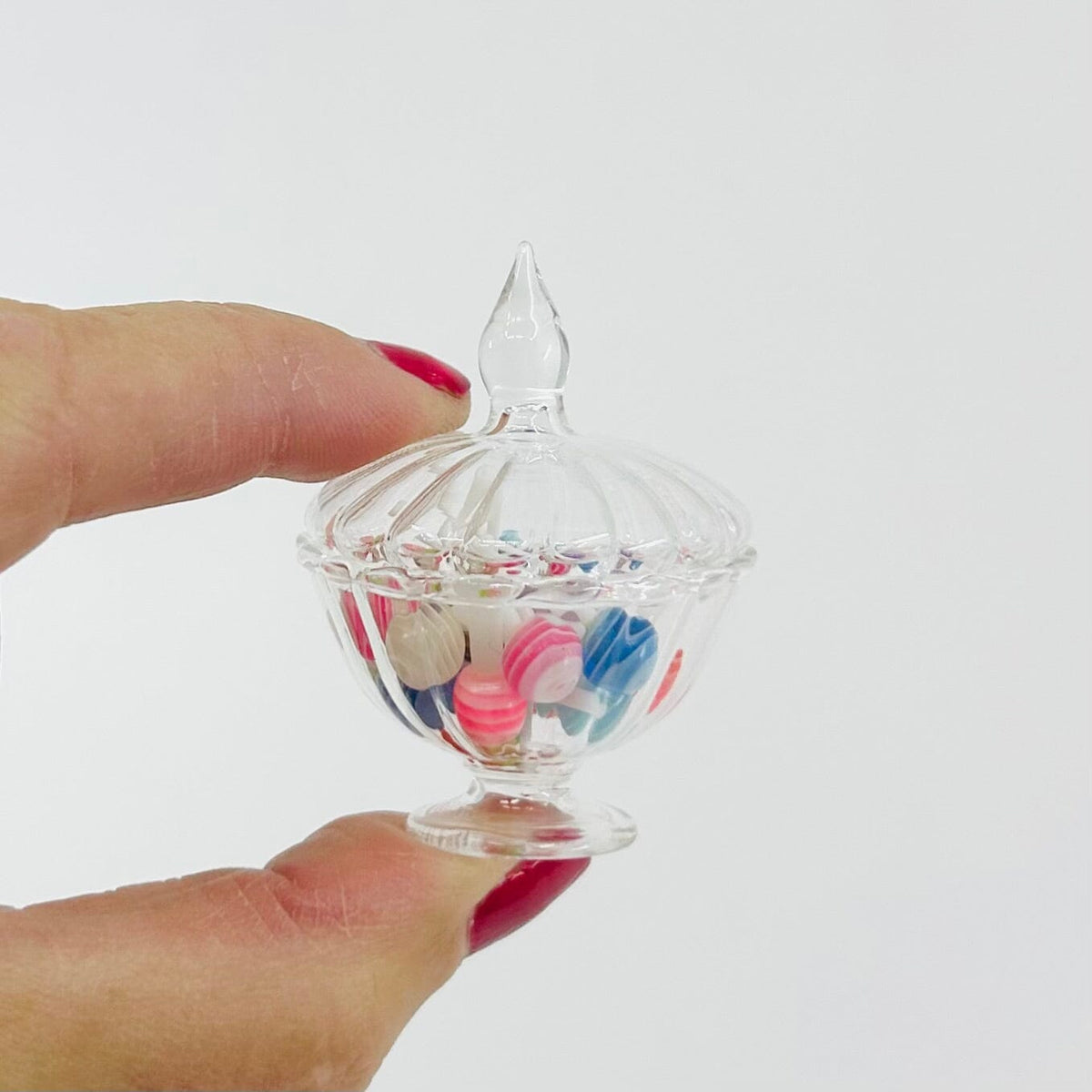 Tiny Glass Candy Dish of Lollipops Miniature - 