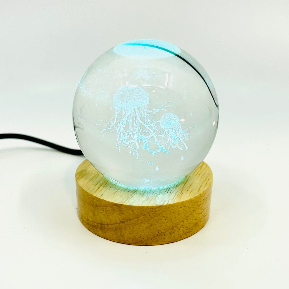 Light Up Etched Glass Sphere décor - Jellyfish 29TONIGHT 