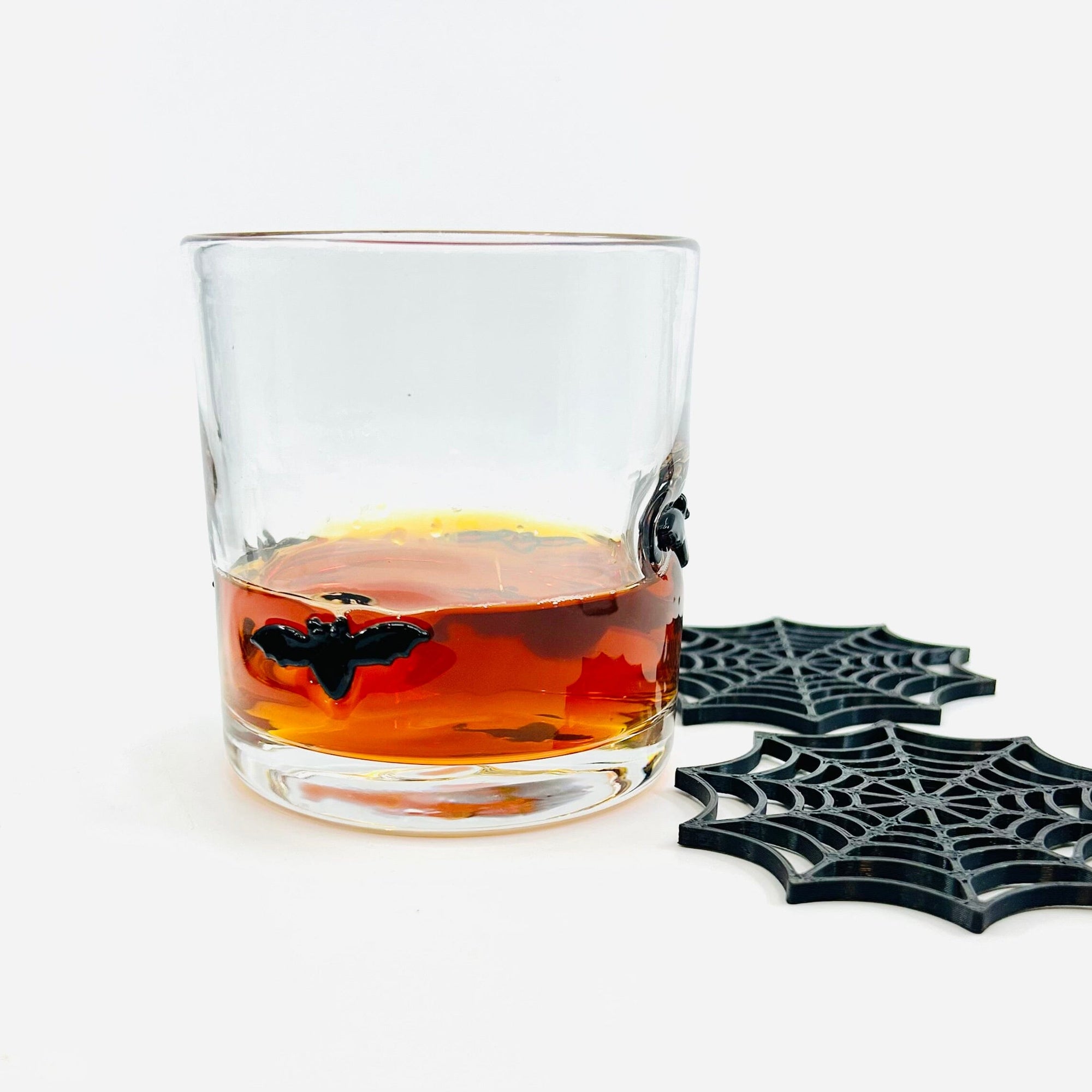Bat Double Old Fashioned Glass Decor Tag 