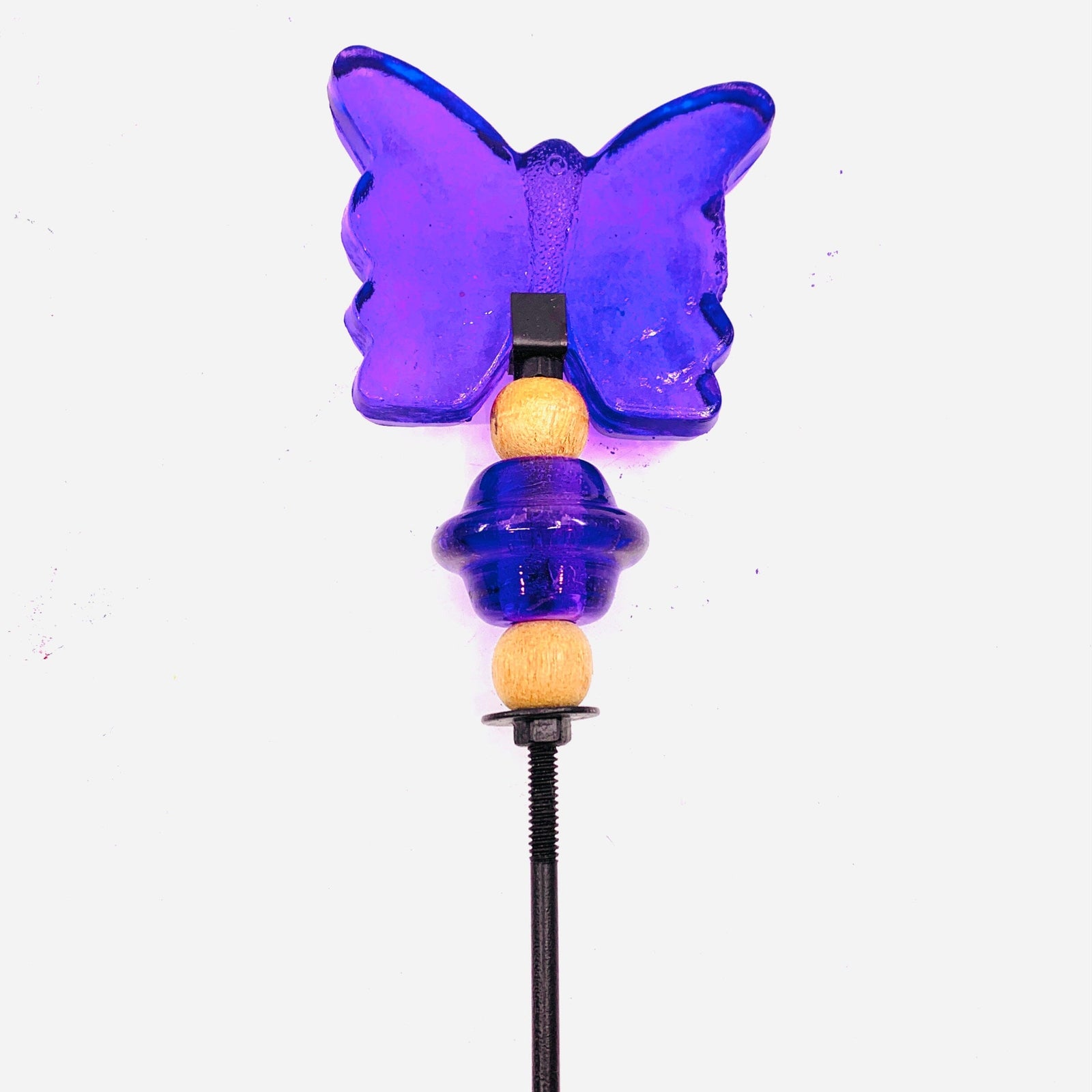 Large Glass Butterfly Garden Stakes, Purple Oak Street 