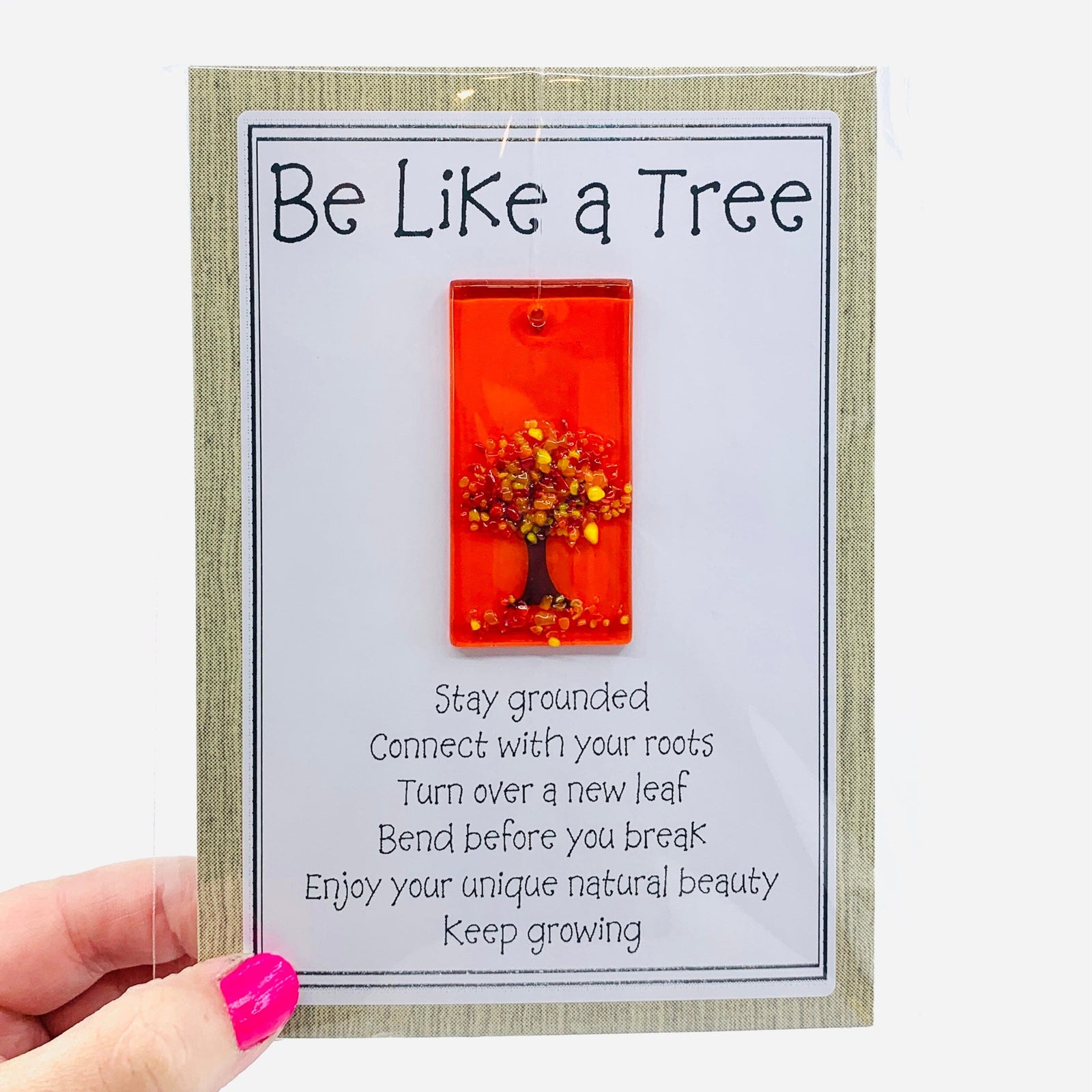 Fused Glass "Be Like a Tree” Suncatcher 14 Decor Glimmer Glass Gifts 