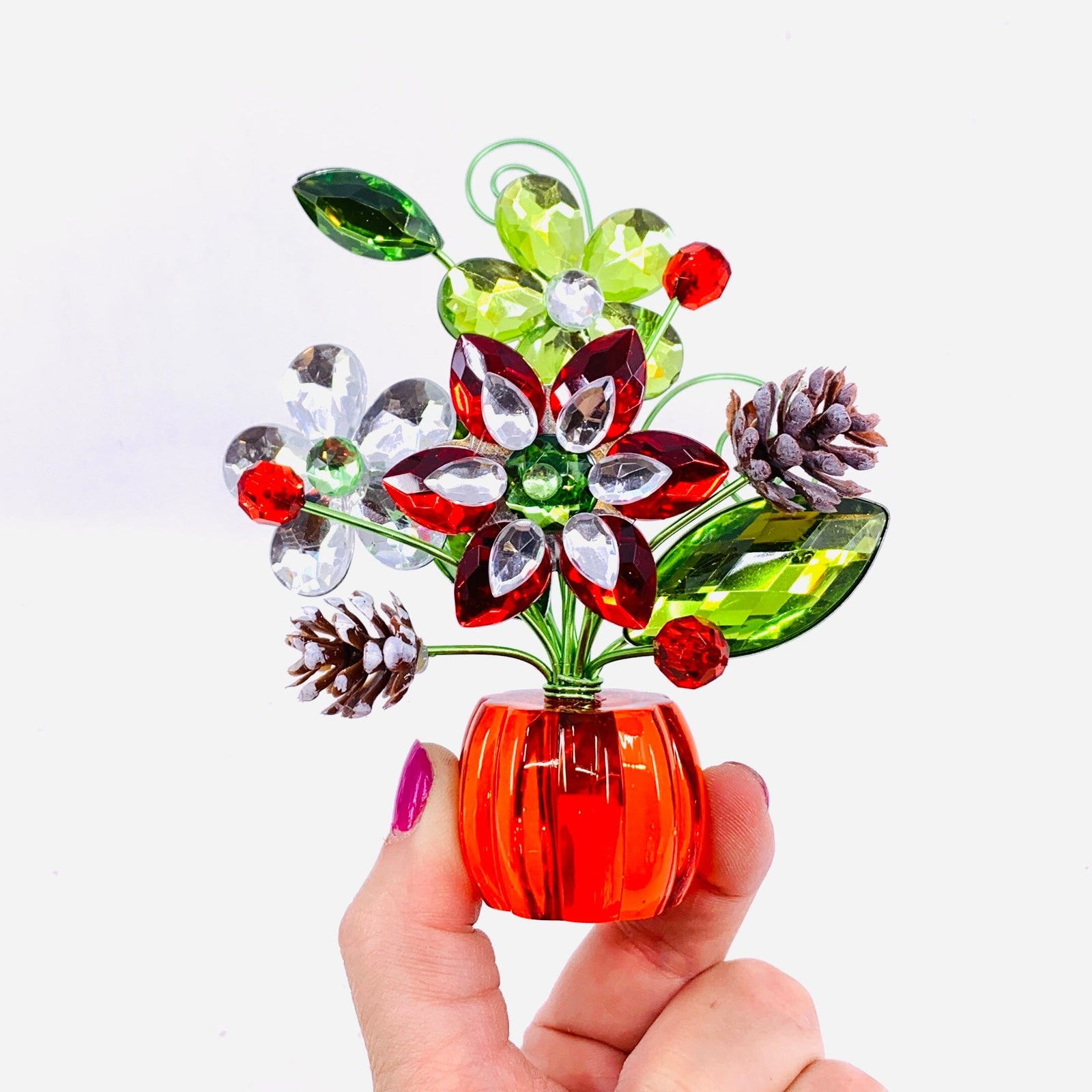 Acrylic Bouquet, Holiday Wishes Posy Pot Decor GANZ 