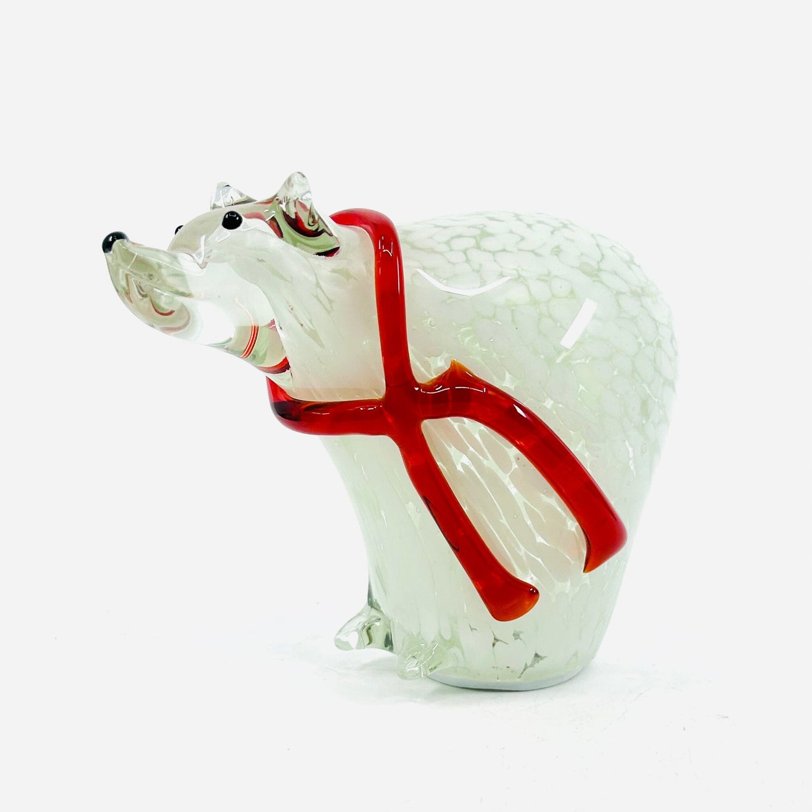 5” Lite-Up Blown Glass Polar Bear Diamond Star 