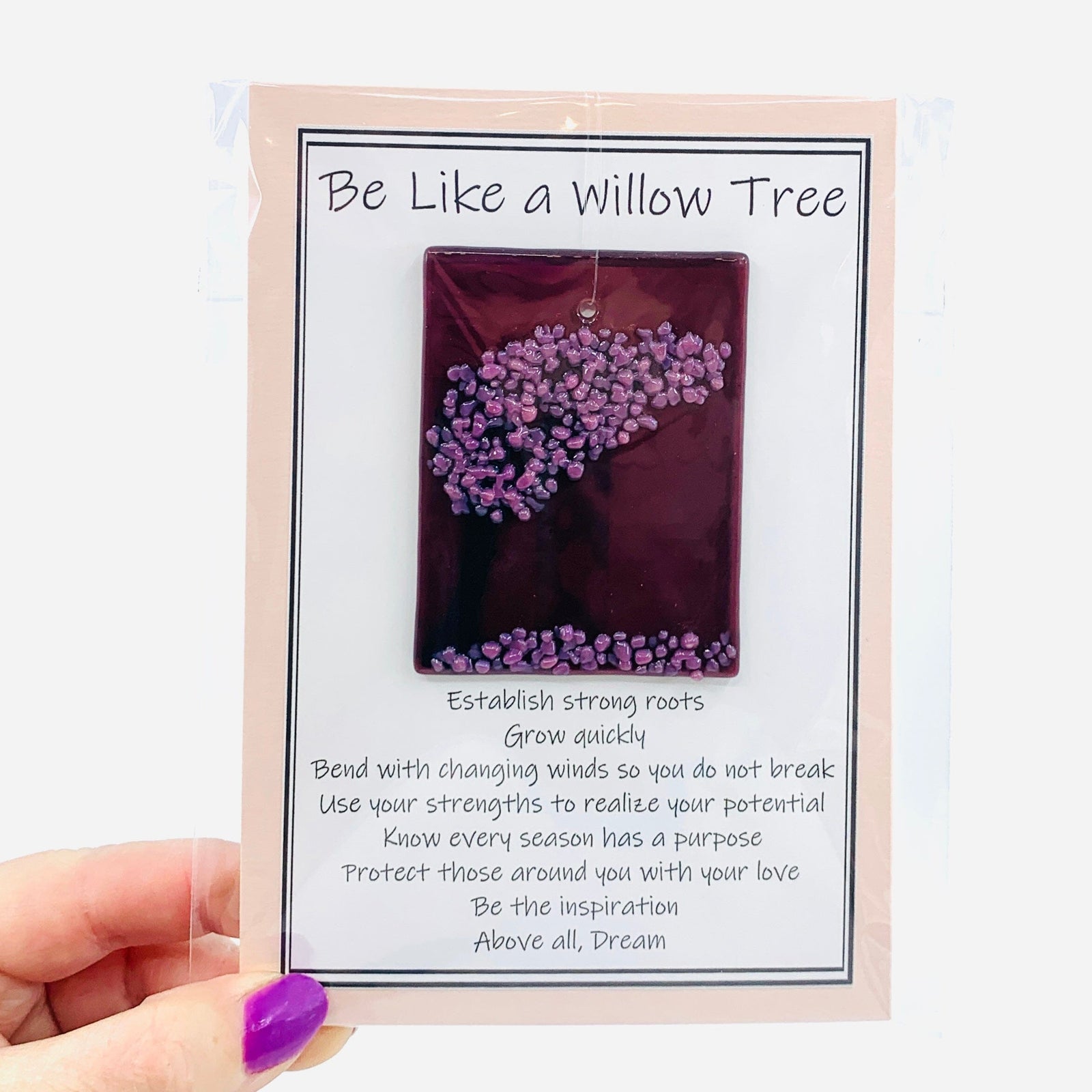 Fused Glass "Be Like a Willow Tree" Suncatcher 27 Decor Glimmer Glass Gifts 