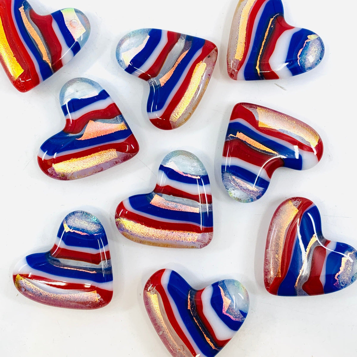 Fused Pocket Heart, Sparklers Miniature Luke Adams Glass Blowing Studio 