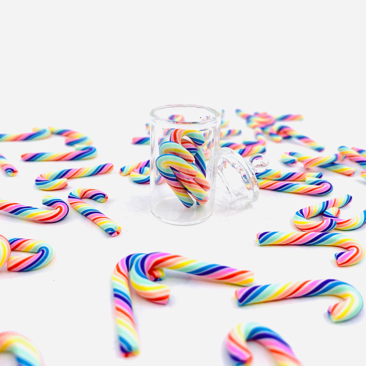 Tiniest Glass Jar of Rainbow Candy Canes Miniature - 