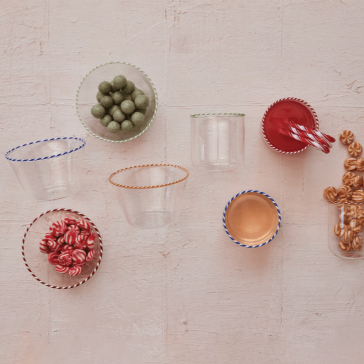 Candy Cane Rim Bowls, Green Decor Creative Co-Op 
