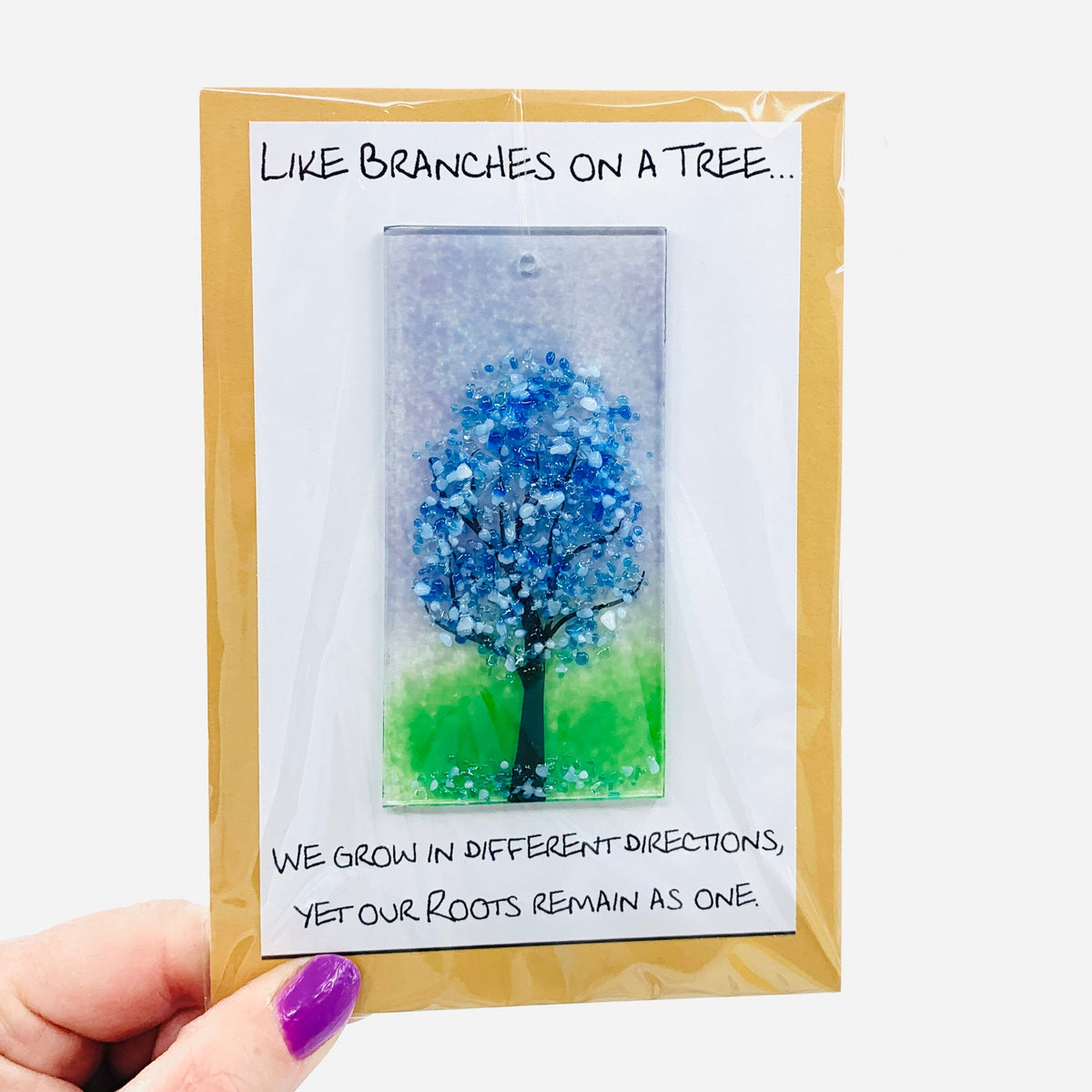 Fused Glass "Like Branches on a Tree” Suncatcher 9 Decor Glimmer Glass Gifts 