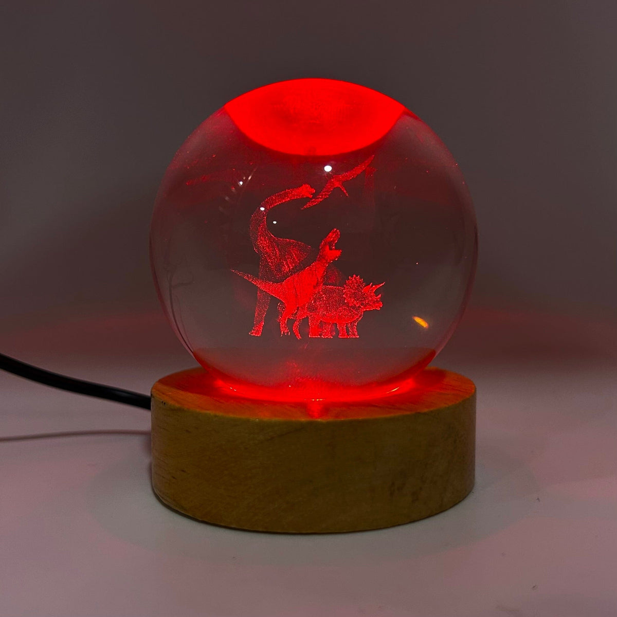 Light Up Etched Glass Sphere décor - T Rex 29TONIGHT 