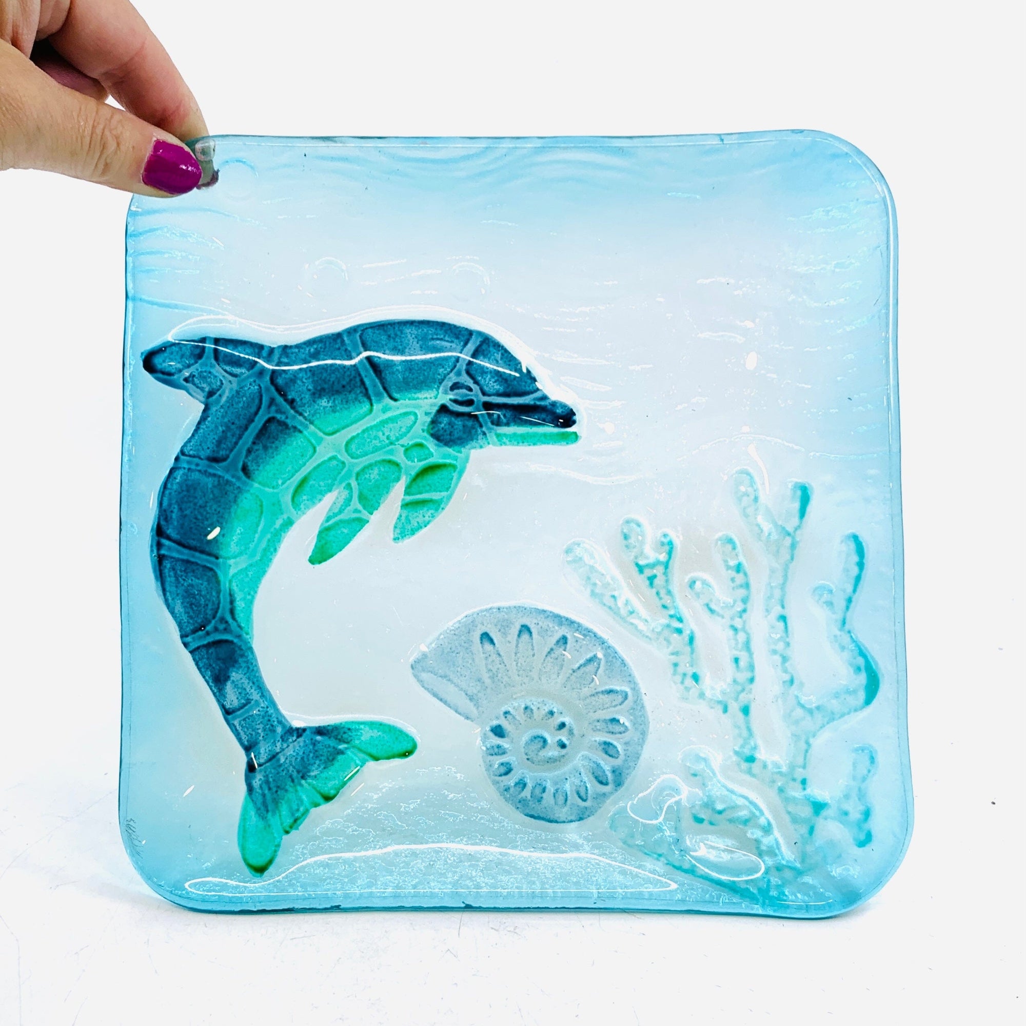Glass Fusion Plate, Dolphin 42 Decor Chesapeake Bay 