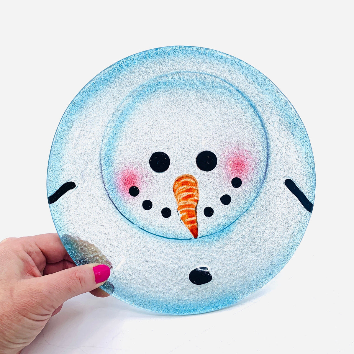 Glass Fusion Plate, Sparkle Snowman 48 C&F Enterprises 