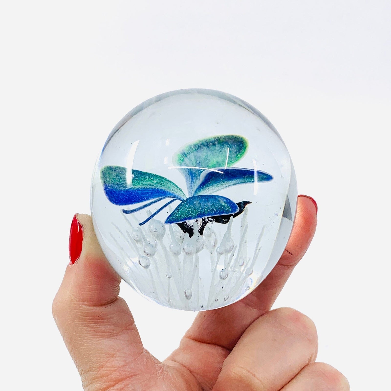 Glow in The Dark Butterfly Paperweight, Blue Paperweight Dynasty 