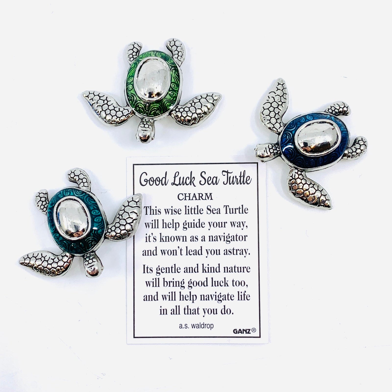 Good Luck Sea Turtle Pocket Charm PT26 Miniature GANZ 