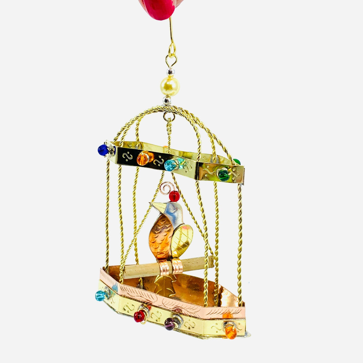 Mixed Metal Ornament, Antique Bird Cage Miniature Pilgrim Imports 