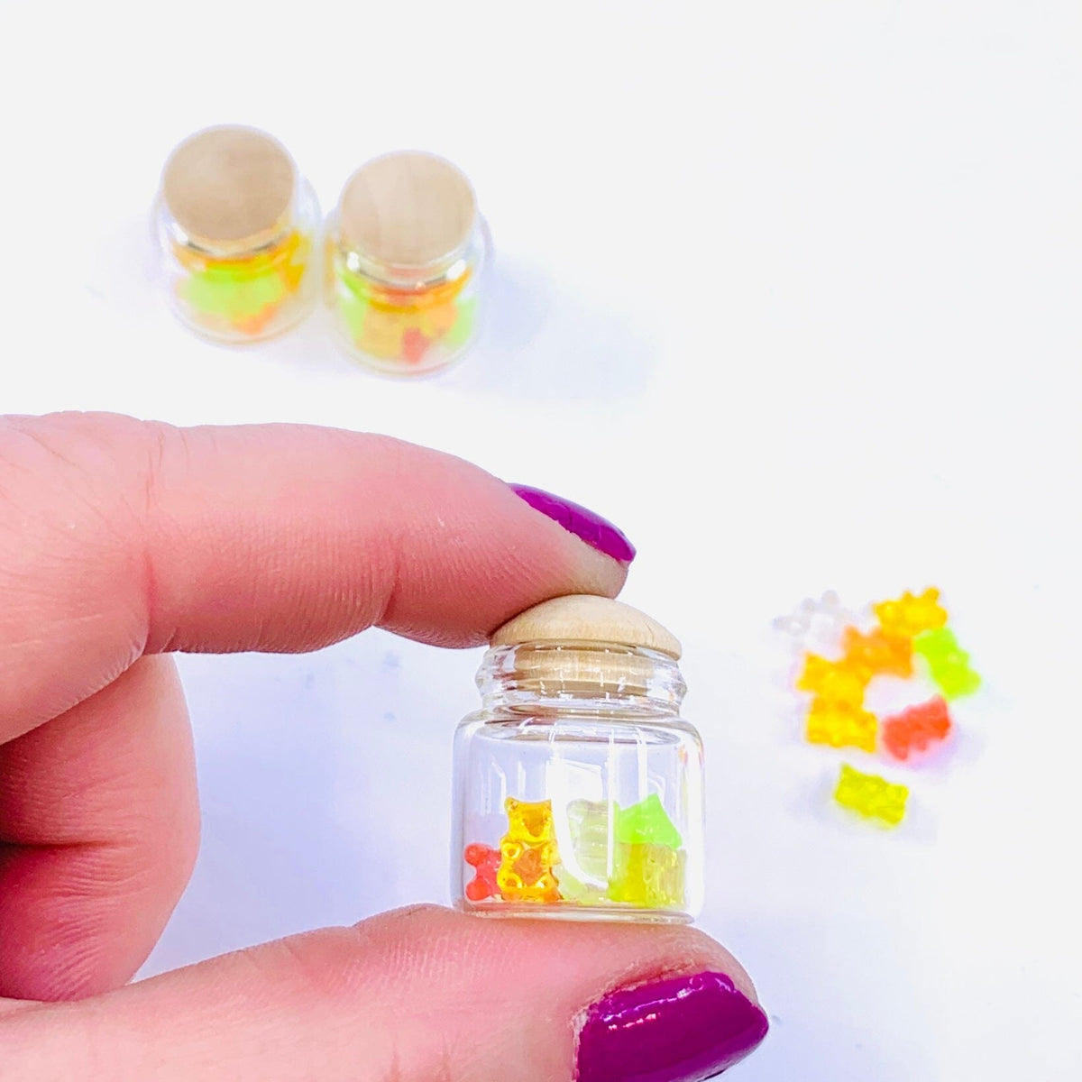 Teeny Tiniest Wood Top Jar of Candy Miniature - 