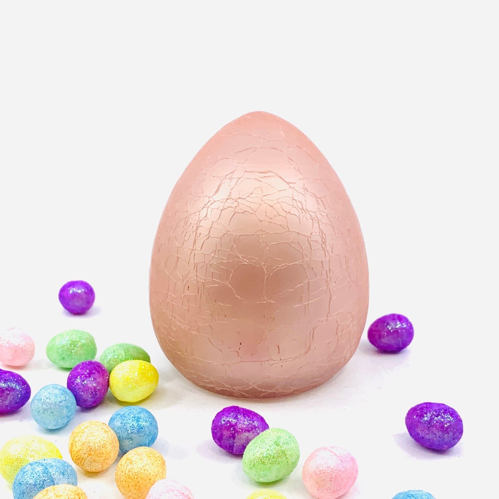 Blown Crackle Eggs, Opaque Pink Diamond Star 