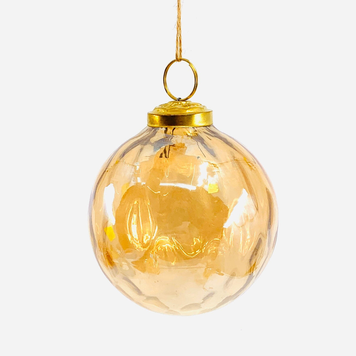 Optic Glass Sphere Ornament 40, Champagne India House Brass 
