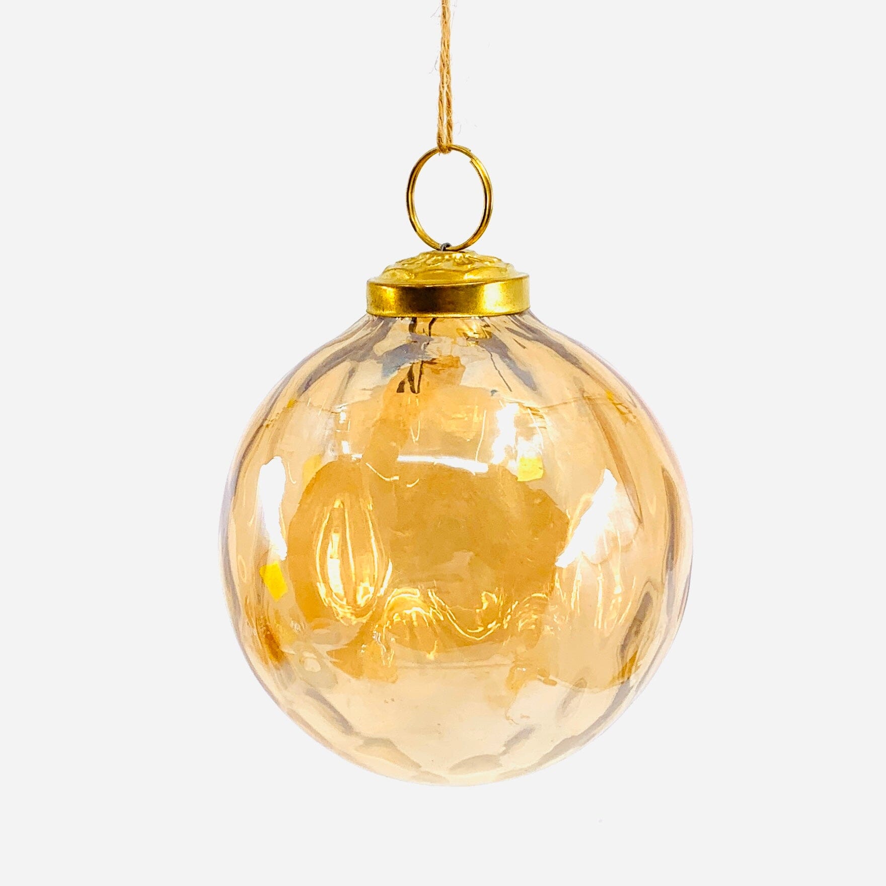 Optic Glass Sphere Ornament 40, Champagne India House Brass 