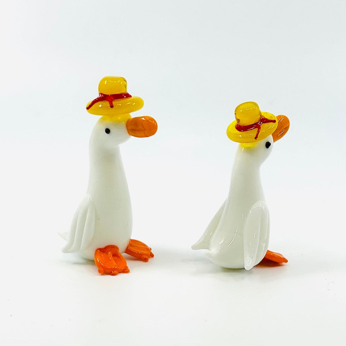 Glass Goose with Sun Hat Miniature Alex 