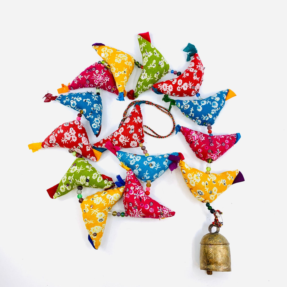 Material Bird Garland with Glass Beads and Bell Decor MOKSHA 