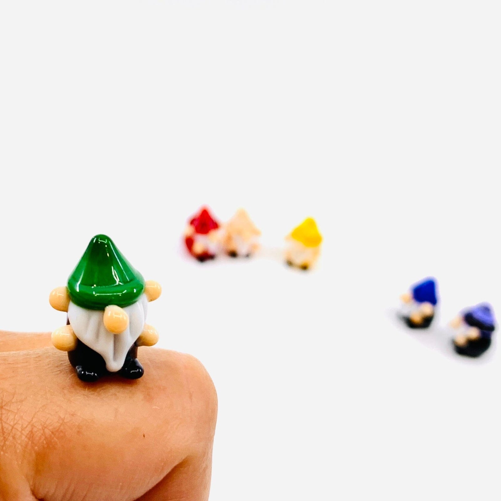 Tiny Glass Rainbow Gnomes, 252 - Green Miniature Alex 