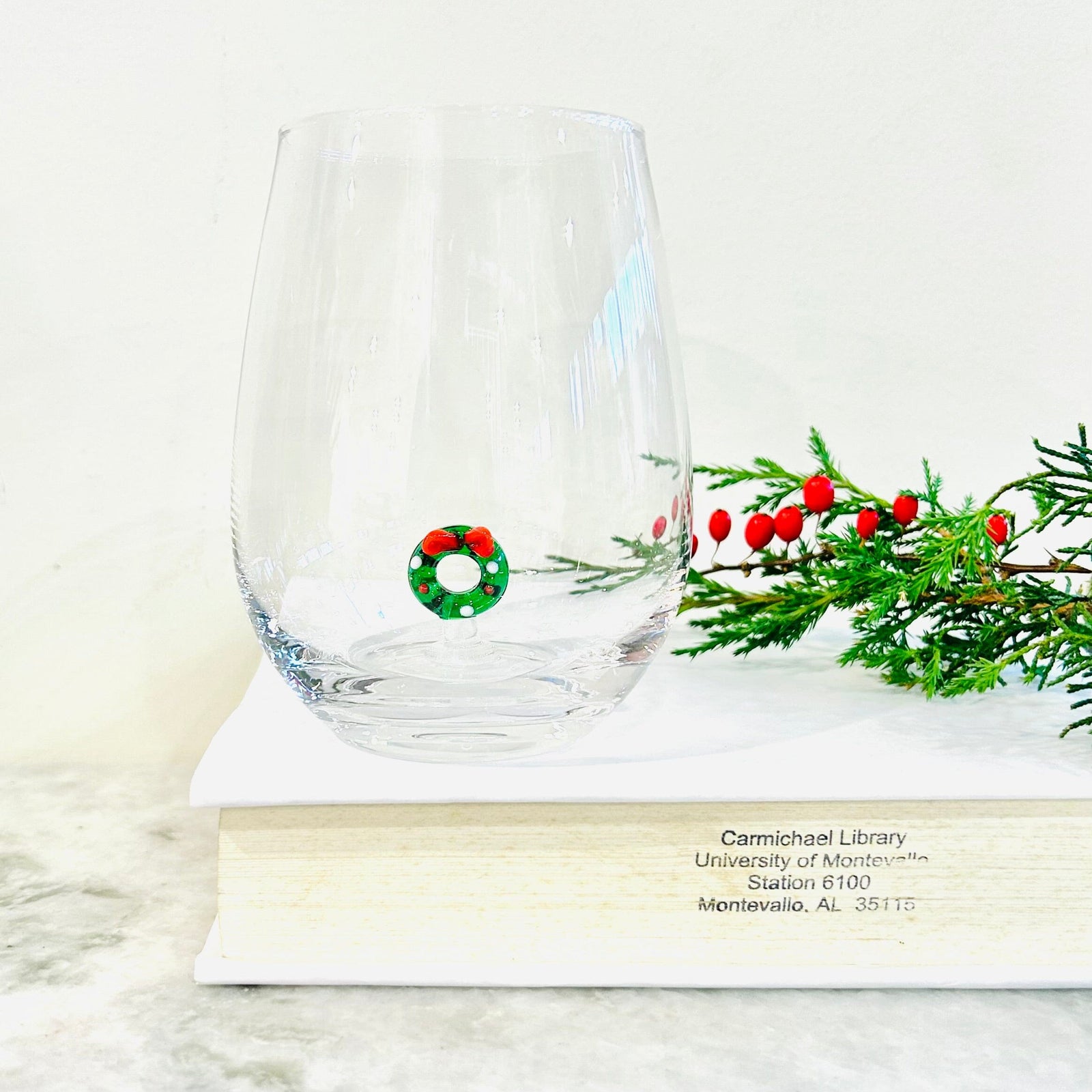 Black Friday Holiday Wine Glass, Wreath Decor Trade-Cie 