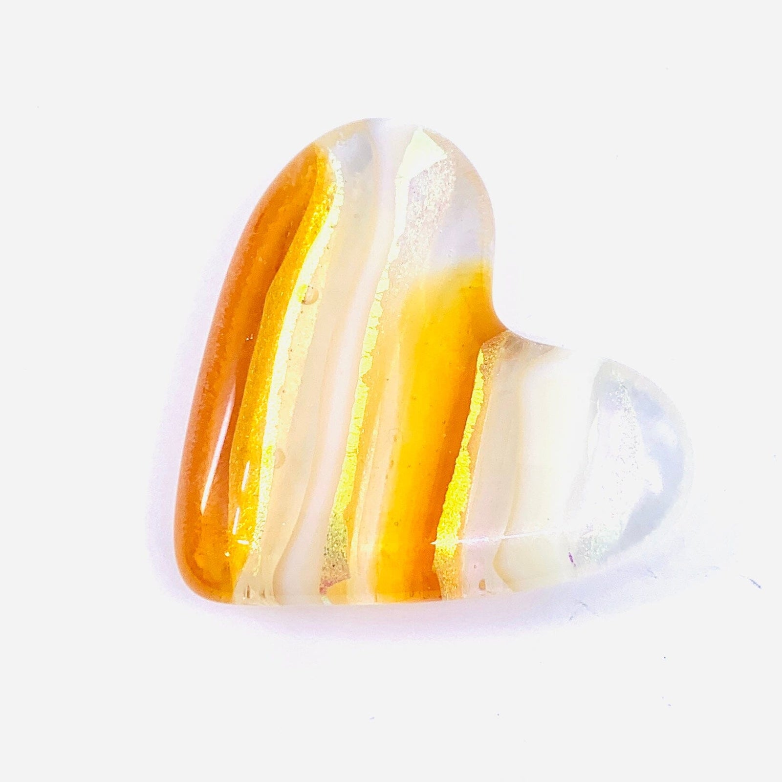 Fused Glass Birthstone Pocket Heart, Citrine Miniature Jean 