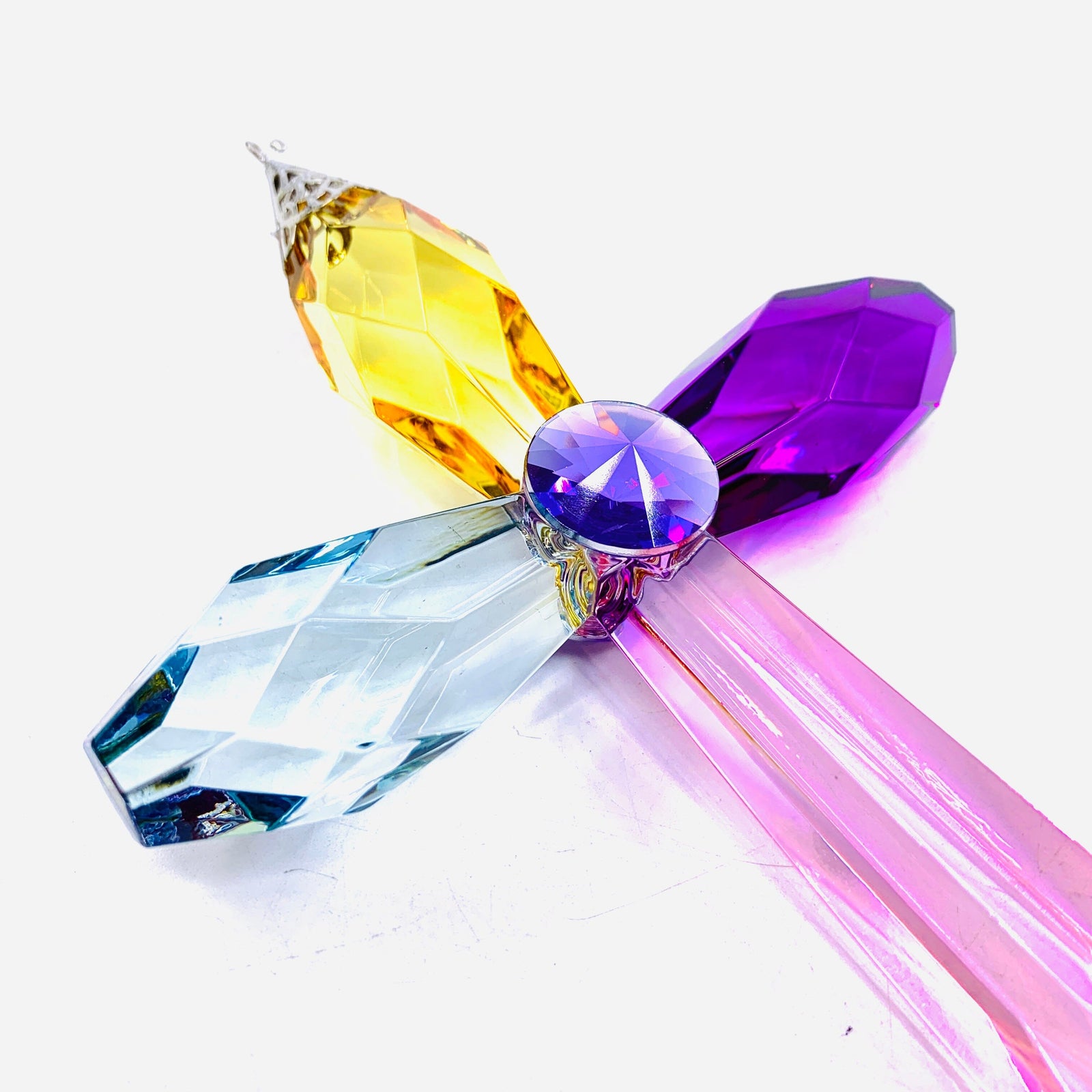 Acrylic Rainbow Cross Ornament, Bloom Decor GANZ 