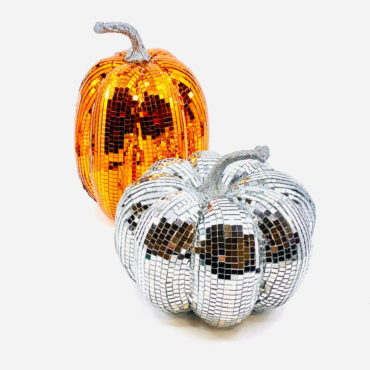 Mirror Ball Pumpkin, Silver Squat Diamond Star 