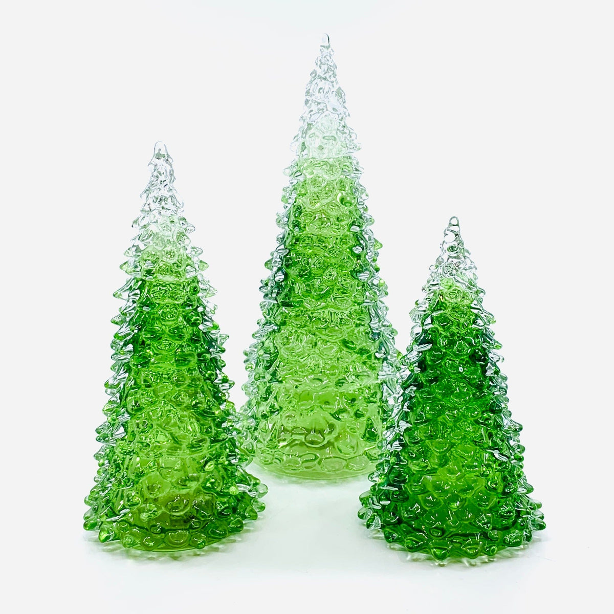 Green Blown Glass Tree Diamond Star 