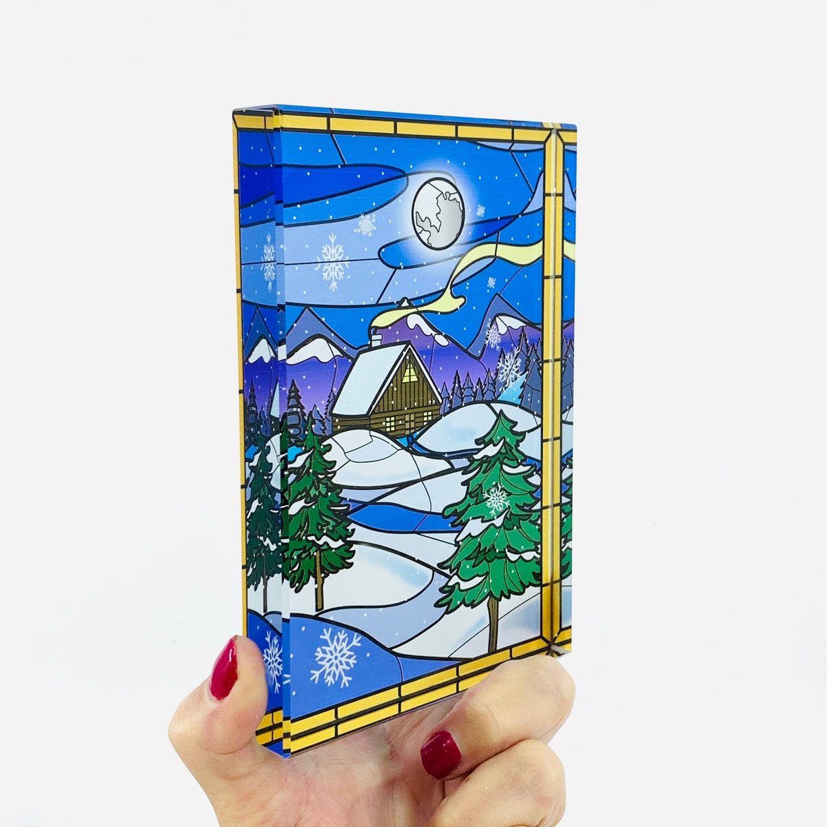 Glass Block Holiday Windows Decor GANZ Cottage 