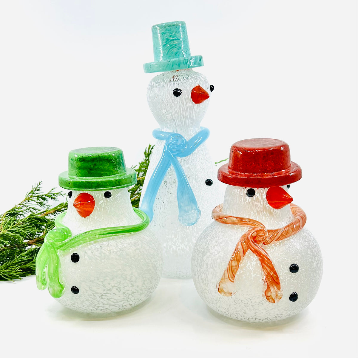 Blown Glass Snowman - Red Scarf
