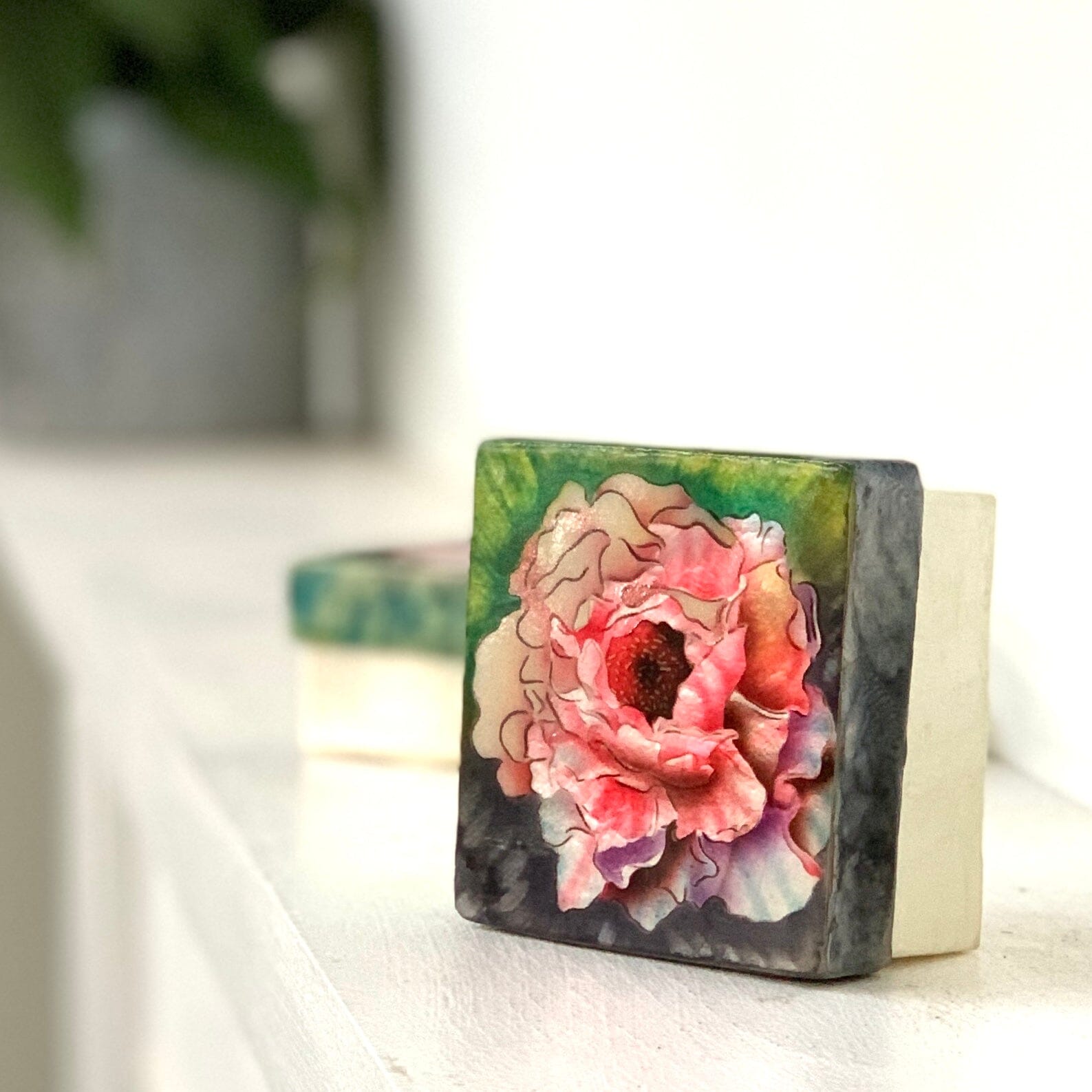 Capiz Shell Trinket Box 3, Pink Peony Decor Kubla Craft 