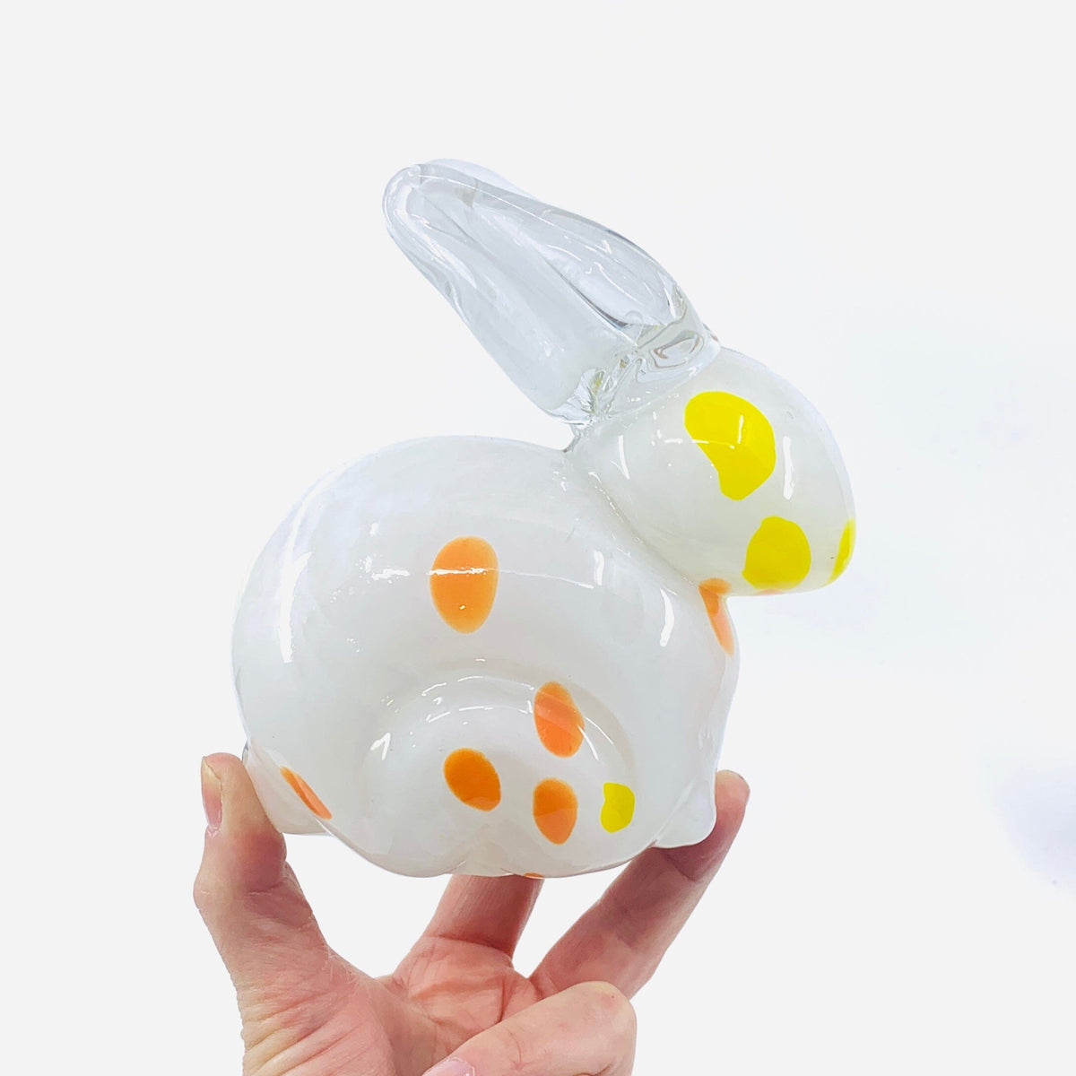 Glass Chubby Bunny, Spotted White Diamond Star 