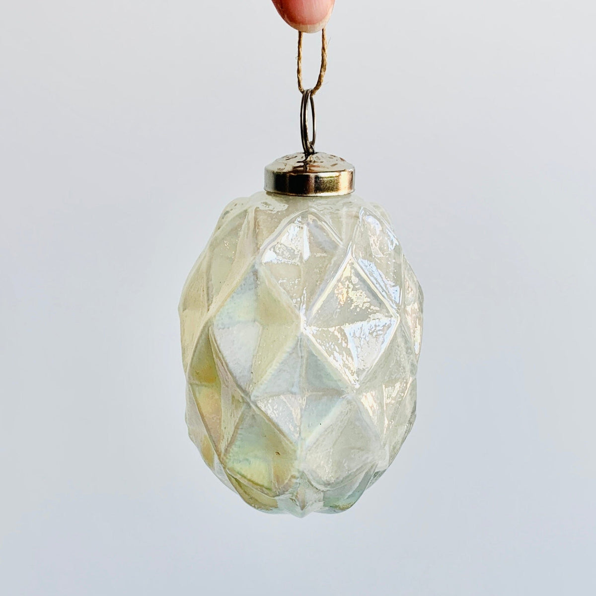 Glass Faceted Oval Ornament 52, Pearl Ornament India House Brass 